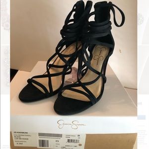 Black strappy heels